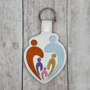 ITH Digital Embroidery Pattern for Family Love 3 Children Snap Tab / Key Chain, 4X4 Hoop