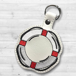 ITH Digital Embroidery Pattern for Life Preserver Snap Tab / Key Chain, 4X4 Hoop