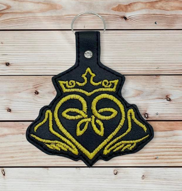 ITH Digital Embroidery Pattern for Claddagh Snap Tab / Key Chain, 4X4 Hoop