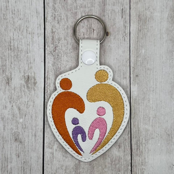 ITH Digital Embroidery Pattern for Family Love 2 Children Snap Tab / Key Chain, 4X4 Hoop