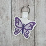 ITH Digital Embroidery Pattern for Sketch Wing Butterfly Snap Tab / Key Chain, 4X4 Hoop