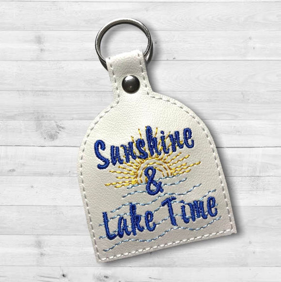 ITH Digital Embroidery Pattern for Sunshine & Lake Time Snap Tab / Key Chain, 4X4 Hoop
