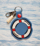 ITH Digital Embroidery Pattern for Life Preserver Snap Tab / Key Chain, 4X4 Hoop