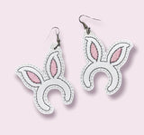 ITH Digital Embroidery Pattern for Bunny Ears Zipper Pulls/Earrings, 4X4 Hoop