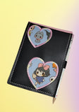ITH Digital Embroidery Pattern for Tall Flip Notebook Cover Double Heart Applique, 5X7 Hoop