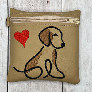 ITH Digital Embroidery Pattern for Simple Pup 4X4 Zipper Pouch, 4X4 Hoop