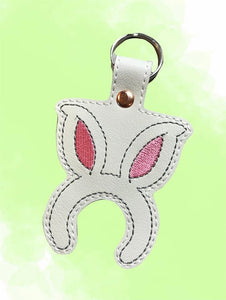ITH Digital Embroidery Pattern for Bunny Ears Snap Tab / Key Chain, 4X4 Hoop