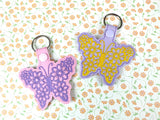 ITH Digital Embroidery Pattern for Floral Butterfly For Rhinestones / Hot Fix Snap Tab / Key Chain, 4X4 Hoop