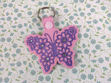 ITH Digital Embroidery Pattern for Floral Butterfly For Rhinestones / Hot Fix Snap Tab / Key Chain, 4X4 Hoop