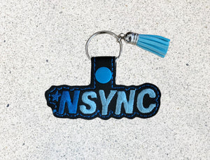 ITH Digital Embroidery  Pattern for NSYNC Snap Tab , Key Chain, 4X4 Hoop