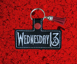 ITH Digital Embroidery Pattern for Wednesday 13 Snap Tab / Key Chain, 4X4 Hoop