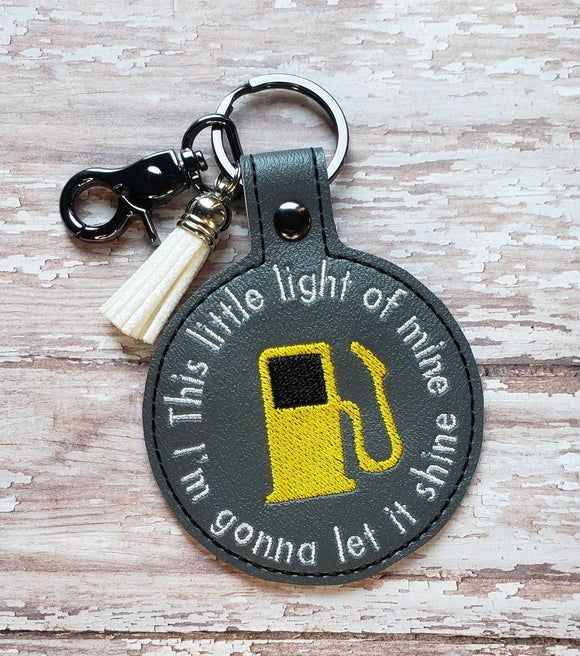 ITH Digital Embroidery Pattern for This Little Light Gas Pump Snap Tab / Key Chain, 4X4 Hoop