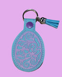 ITH Digital Embroidery Patter for Flower Filigree Egg Snap Tab / Key Chain, 4X4 Hoop