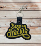 ITH Digital Embroidery Pattern for Keep On Truckin' Snap Tab / Key Chain, 4X4 Hoop