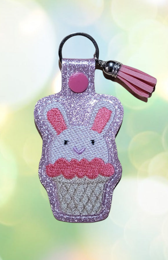 ITH Digital Embroidery Pattern for Bunny Ice Cream Snap Tab / Key Chain, 4X4 Hoop