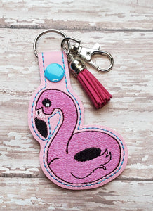 ITH Digital Embroidery Pattern for Flamingo Floaty AV's Vinyl Collab. Snap Tab / Key Chain, 4X4 Hoop