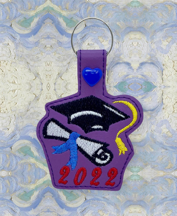ITH Digital Embroidery Pattern for Grad 2022 Snap Tab / Key Chain, 4X4 Hoop