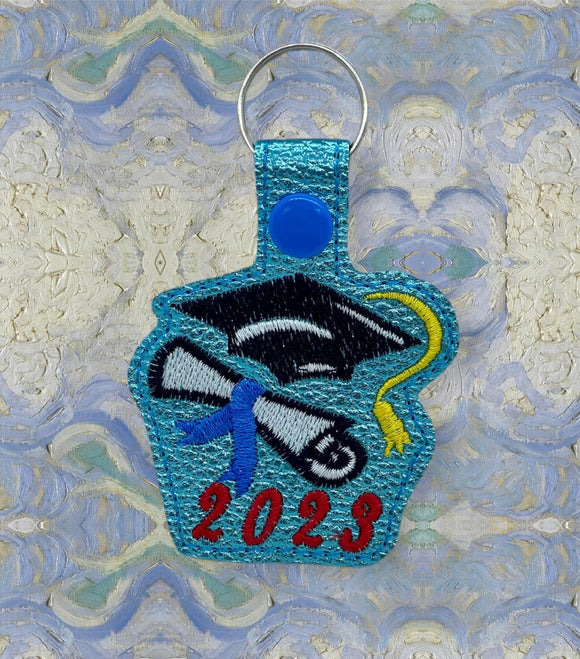 ITH Digital Embroidery Pattern for Grad 2023 Snap Tab / Key Chain, 4X4 Hoop