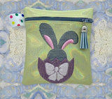 ITH Digital Embroidery Pattern for Bunny Hatching Tall Cash Card Zipper Pouch, 5X7 Hoop
