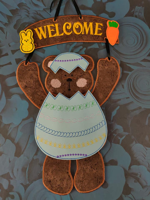 ITH Digital Embroidery Pattern for Welcome Bear Large Easter Egg Outfit, 6X10 Hoop