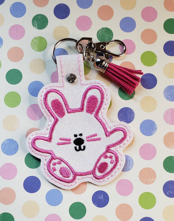 ITH Digital Embroidery Pattern for Cubby Bunny Snap Tab / Key Chain, 4X4 Hoop