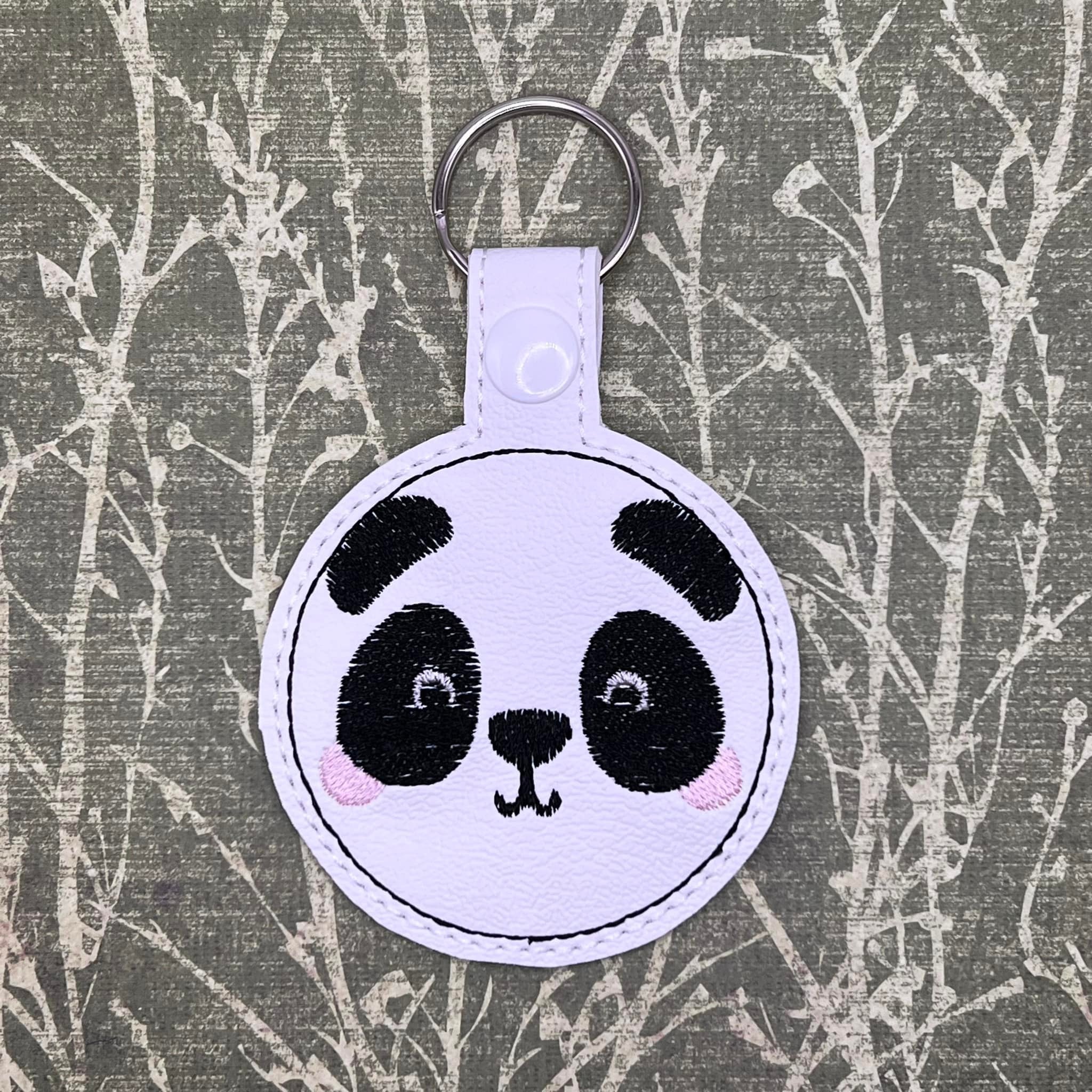 ITH Digital Embroidery Pattern for Panda Face Snap Tab / Key Chain, 4X ...