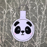 ITH Digital Embroidery Pattern for Panda Face Snap Tab / Key Chain, 4X4 Hoop