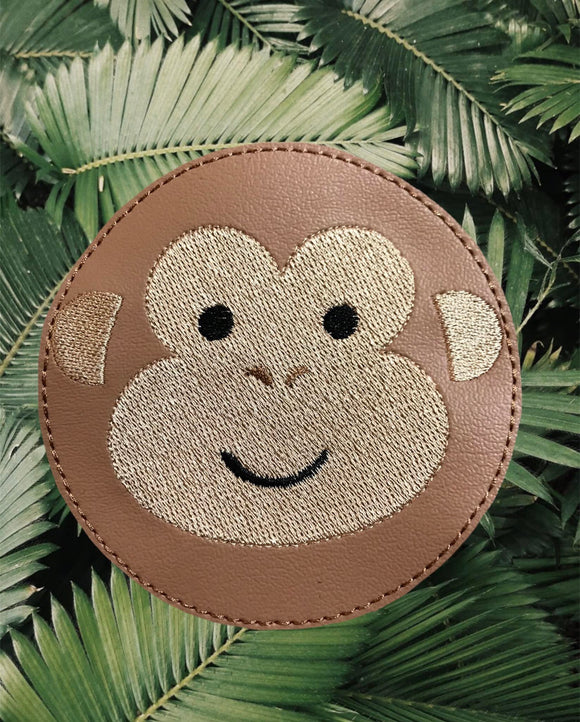 ITH Digital Embroidery Pattern for Monkey Face Coaster, 4X4 Hoop