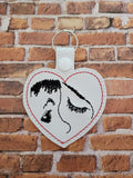 ITH Digital Embroidery Pattern for Mother & Child Sketch Heart Snap Tab / Key Chain, 4X4 Hoop