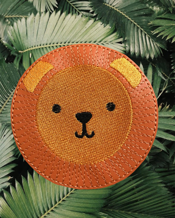 ITH Digital Embroidery Pattern for Lion Face Coaster, 4X4 Hoop