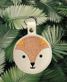 ITH Digital Embroidery Pattern for Fox Face Snap Tab / key Chain, 4X4 Hoop