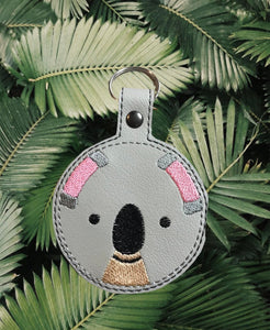 ITH Digital Embroidery Pattern for Koala Bear Face Snap Tab / Key Chain, 4X4 Hoop