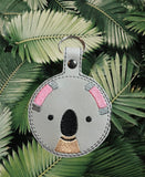 ITH Digital Embroidery Pattern for Koala Bear Face Snap Tab / Key Chain, 4X4 Hoop