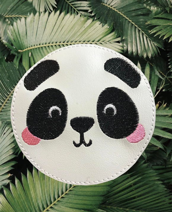 ITH Digital Embroidery Pattern for Panda Face Coaster, 4X4 Hoop