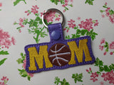 ITH Digital Embroidery Pattern for MOM Basketball Snap Tab / Key Chain, 4X4 Hoop