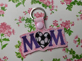 ITH Digital Embroidery Pattern for MOM Soccer Ball Heart Snap Tab / Key Chain, 4X4 Hoop