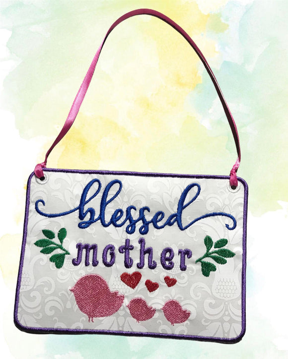 ITH Digital Embroidery Pattern for Blessed Mother 2 Children 5X7 Sign, 5X7 Hoop