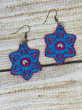 ITH Digital Embroidery Pattern for Floral Earrings / Zipper pulls, 4X4 Hoop
