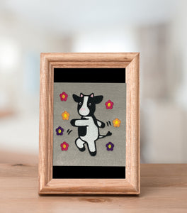 ITH Digital Embroidery Pattern for Dancing Cow 4X4 Stand Alone Design , 4X4 Hoop