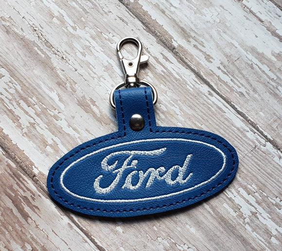 ITH Digital Embroidery Pattern for Ford Snap Tab , 4X4 Hoop