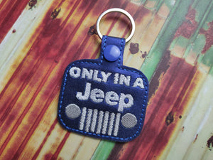 ITH Digital Embroidery Pattern for Only in a JEEP Snap Tab / Key Chain, 4X4 Hoop