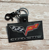 ITH Digital Embroidery Pattern for Corvette Snap Tab / Key Chain, 4x4 Hoop