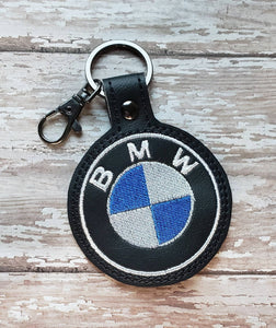 ITH Digital Embroidery Pattern For BMW Snap Tab / Key Chain, 4X4 Hoop