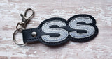 ITH Digital Embroidery Pattern for SS car logo Snap Tab / Key Chain, 4X4 Hoop