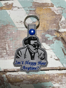 ITH Digital Embroidery Pattern for Happy Hour Anytime Snap Tab / Key Chain, 4X4 Hoop