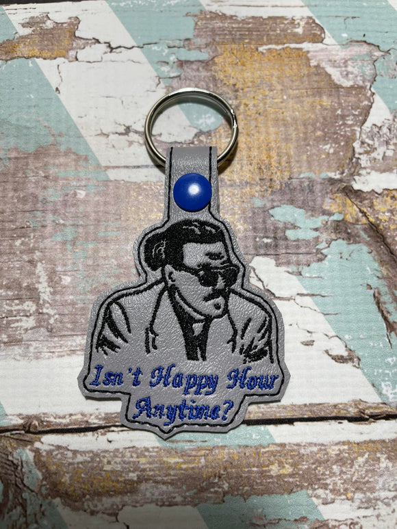 ITH Digital Embroidery Pattern for Happy Hour Anytime Snap Tab / Key Chain, 4X4 Hoop