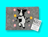 ITH Digital Embroidery Pattern for Dancing Cow 4.25X6.25 Mug Rug in 2 styles, 5X7 Hoop