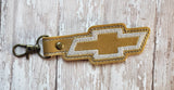 ITH Digital Embroidery Pattern for Chevrolet Long Snap Tab / Key Chain, 4X4 Hoop