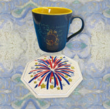 ITH Digital Embroidery Pattern for Fire Works Bloom Coaster, 4X4 Hoop
