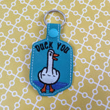 ITH Digital Embroidery Pattern for Duck You Snap Tab / Key Chain, 4X4 Hoop